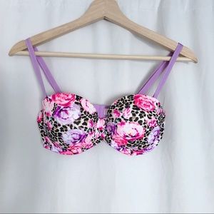 NWOT Victoria’s Secret PINK Floral Leopard Bra 34C